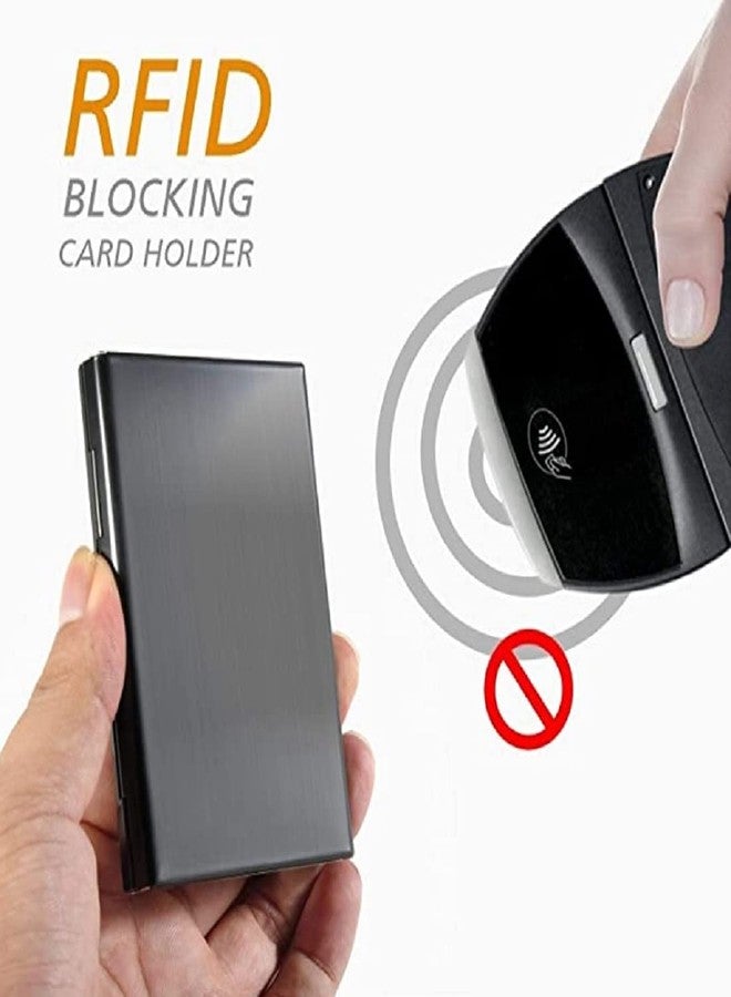 كونتاكتس حامل بطاقات ائتمان رفيع للغاية من كونتاكتس، مناسب للرجال والنساء، مصنوع من الفولاذ المقاوم للصدأ، مزود بتقنية حجب الترددات اللاسلكية (RFID)، مثالي للسفر والعمل، هدية رائعة للعائلة أو الأصدقاء (أسود) عبوة من قطعتين - Image 5